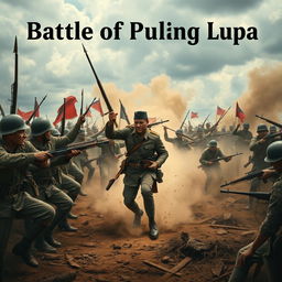 A thrilling historical battle scene titled 'Battle of Pulang Lupa'