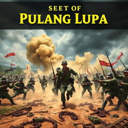 A thrilling historical battle scene titled 'Battle of Pulang Lupa'