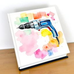 A hardcover book with a unique watercolor painting on its cover, showcasing a detailed and artistic depiction of a drill