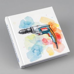 A hardcover book with a unique watercolor painting on its cover, showcasing a detailed and artistic depiction of a drill