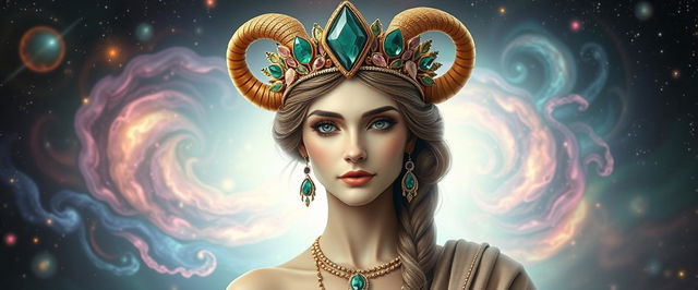 A stunning depiction of the Goddess of Taurus, embodying graceful beauty with a mesmerizing aura