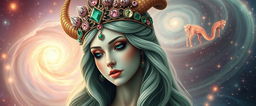 A stunning depiction of the Goddess of Taurus, embodying graceful beauty with a mesmerizing aura