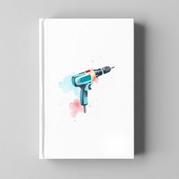 A hardcover book with a cover featuring a watercolor painting of a drill, set against a blank canvas background