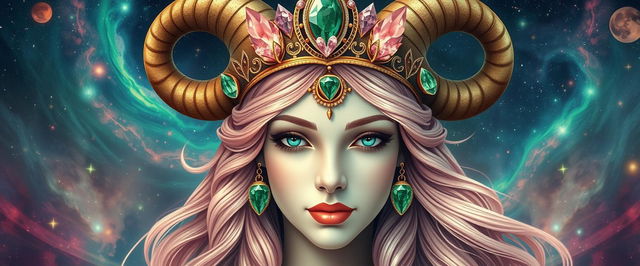 A stunning depiction of the Goddess of Taurus, embodying graceful beauty with a mesmerizing aura