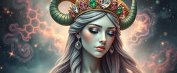 A stunning depiction of the Goddess of Taurus, embodying graceful beauty with a mesmerizing aura