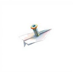 A whimsical watercolor illustration of a paper plane with a screw artistically mounted on its top, set against a blank canvas