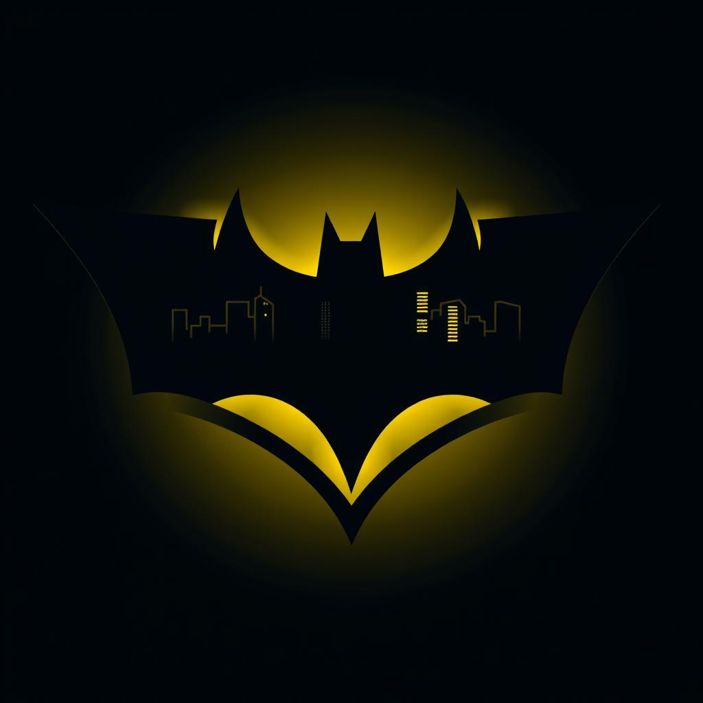 A sleek and modern Batman logo design, featuring the iconic bat silhouette with sharp edges and a streamlined appearance