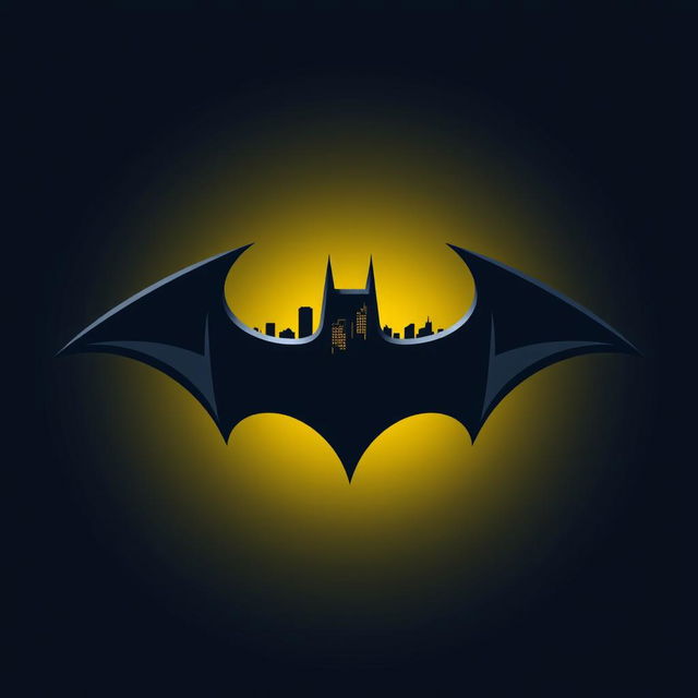 A sleek and modern Batman logo design, featuring the iconic bat silhouette with sharp edges and a streamlined appearance