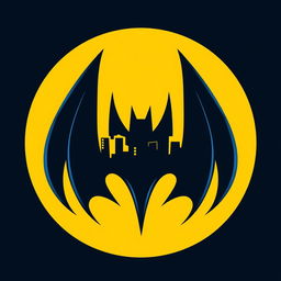 A sleek and modern Batman logo design, featuring the iconic bat silhouette with sharp edges and a streamlined appearance