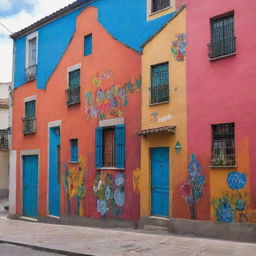 A vibrant street mural with the Spanish phrase 'aprende a decir en grupo' artistically painted on