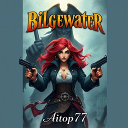 An exciting and tension-filled fantasy book cover featuring Miss Fortune prominently in the foreground, exuding confidence and allure with her dual pistols ready, her vibrant red hair flowing