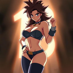 A sexy depiction of Number 18 from Dragon Ball, capturing her allure with an emphasis on her confident pose and stylish outfit