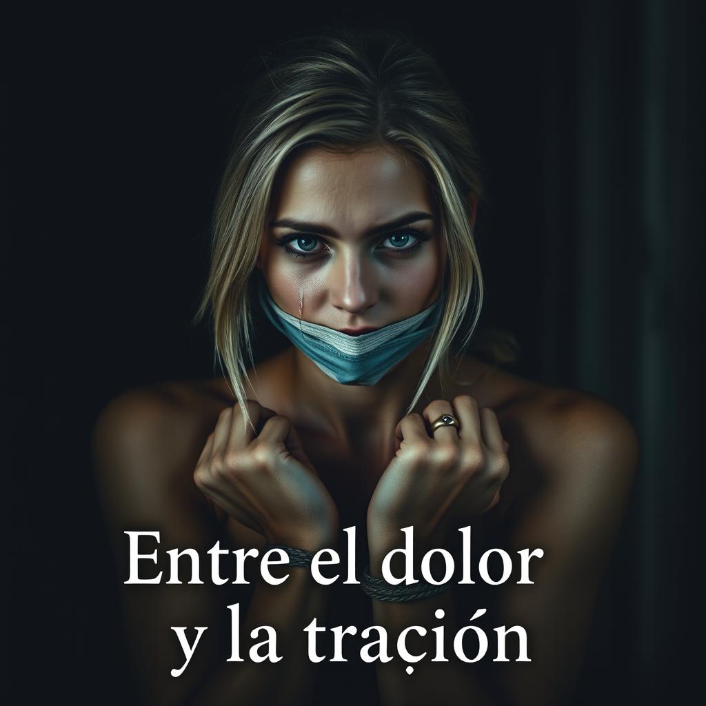 A dramatic and emotional cover for a story titled 'Entre el dolor y la traición'