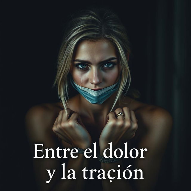 A dramatic and emotional cover for a story titled 'Entre el dolor y la traición'