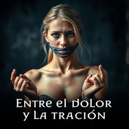 A dramatic and emotional cover for a story titled 'Entre el dolor y la traición'