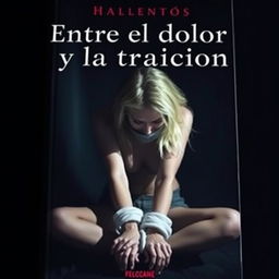 A dramatic book cover for a story titled "Entre el dolor y la traición"