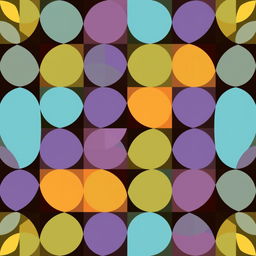 A dynamic and abstract geometric pattern featuring at least three geometric shapes, such as circles, squares, and triangles