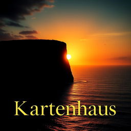 A movie poster for the film "Kartenhaus", featuring a mesmerizing Spanish landscape during sunset