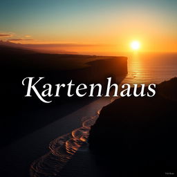 A movie poster for the film "Kartenhaus", featuring a mesmerizing Spanish landscape during sunset