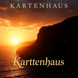 A movie poster for the film "Kartenhaus", featuring a mesmerizing Spanish landscape during sunset