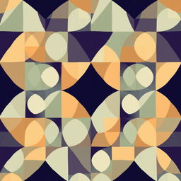 A dynamic and abstract geometric pattern featuring at least three geometric shapes, such as circles, squares, and triangles