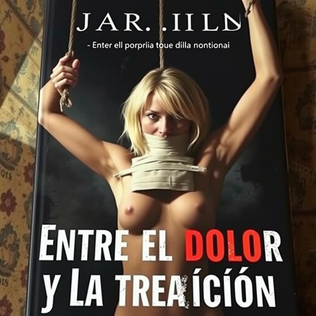 A gripping book cover for a story titled "Entre el dolor y la traición"