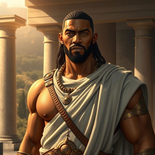 A character inspired by Idris Elba, depicted as an ancient Greek mythology figure