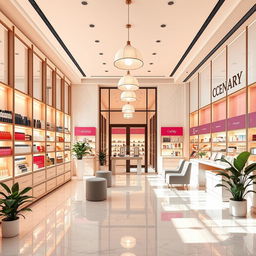 A vibrant and modern cosmetic store project showcasing a sleek layout based on the provided architectural floor plan