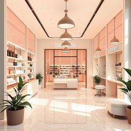 A vibrant and modern cosmetic store project showcasing a sleek layout based on the provided architectural floor plan