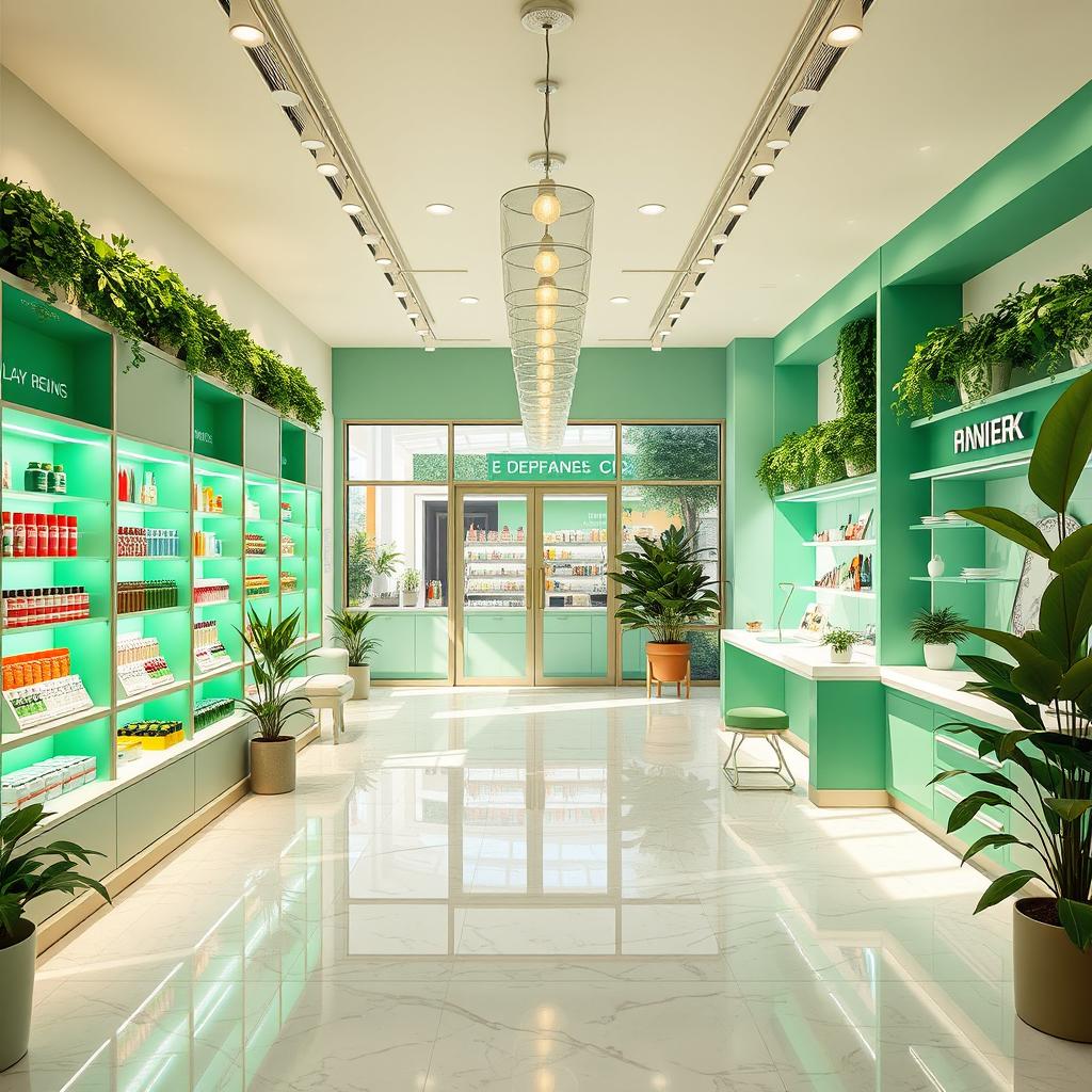 A vibrant and modern cosmetic store project showcasing a sleek layout based on the provided architectural floor plan