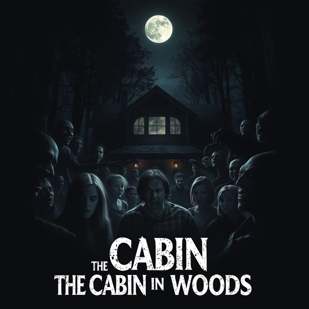 A chilling scene inspired by The Cabin in the Woods, set in the dead of night