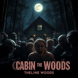 A chilling scene inspired by The Cabin in the Woods, set in the dead of night