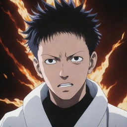 Gojo Satoru from Jujutsu Kaisen being revived with a powerful aura around him, having overcome death from Sukuna's attack.