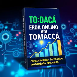 An eye-catching eBook cover for "Vendas Online com Automação: Como Aumentar Lucros Automatizando Processos" showcasing innovation and efficiency in online sales and marketing automation