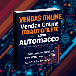 An eye-catching eBook cover for "Vendas Online com Automação: Como Aumentar Lucros Automatizando Processos" showcasing innovation and efficiency in online sales and marketing automation