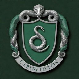 Slytherin House crest from Harry Potter, embellished by the phrase 'Centro Andino de Formación'. Design includes the emerald green and silver colors along with the snake, Slytherin's House symbol.