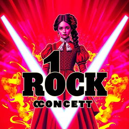 A vibrant rock concert poster featuring neon colors with red as the primary color