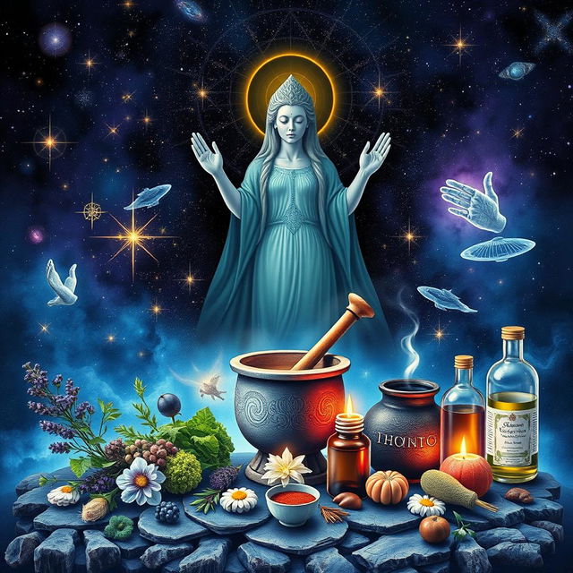 A detailed book cover art with a cosmic background representing metamedicine and alternative medicine