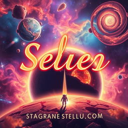 A cosmic scene featuring vibrant nebulae with swirling colors, a cracked planet emitting dynamic energy waves, and a lone astronaut floating in the foreground, creating a captivating sense of scale and wonder