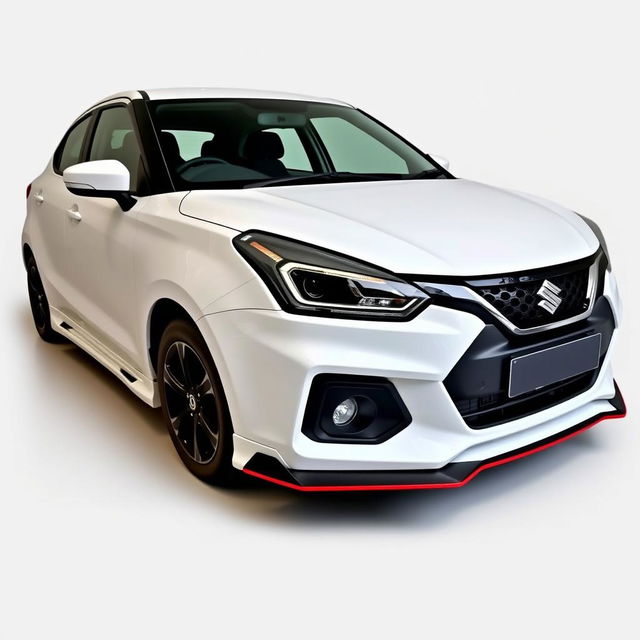 A customized 2023 Maruti Suzuki Baleno in a striking white color