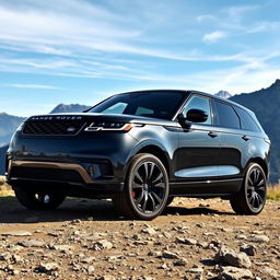 A sleek and polished Range Rover parked on rugged terrain