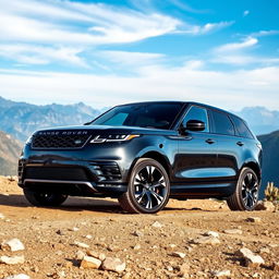 A sleek and polished Range Rover parked on rugged terrain