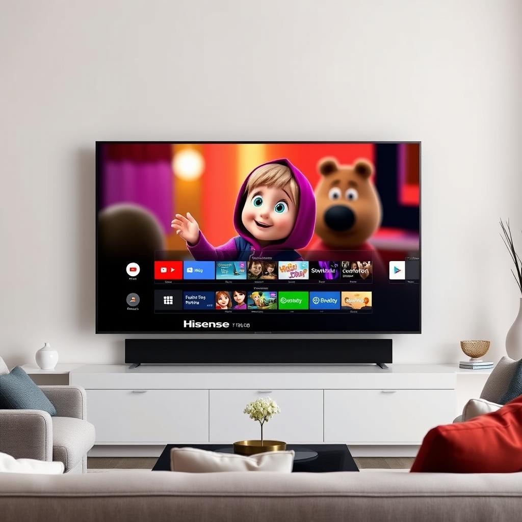 A sleek and elegant portrait of the Hisense 75U9G television in a modern living room setting