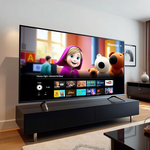 A sleek and elegant portrait of the Hisense 75U9G television in a modern living room setting