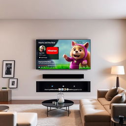 A stylish and modern living room featuring the Hisense 75U9G television prominently on the wall