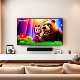 A stylish and modern living room featuring the Hisense 75U9G television prominently on the wall