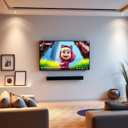 A stylish and modern living room featuring the Hisense 75U9G television prominently on the wall