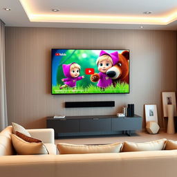 A stylish and modern living room featuring the Hisense 75U9G television prominently on the wall