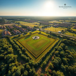 Aerial view of a beautiful land plot for sale in Sai Gardenia, surrounded by lush greenery and a scenic landscape