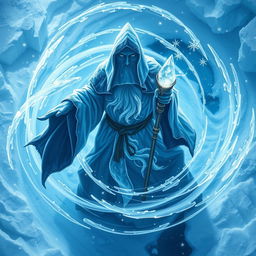 A top-down view of an ice wizard, inspired by Dungeons & Dragons